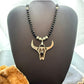 Frank Chavez Sterling Silver Native American Long Horn on Onyx 21" Necklace For Women