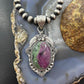 Sterling Silver Southwestern Style Oval Ruby Zoisite Pendant For Women