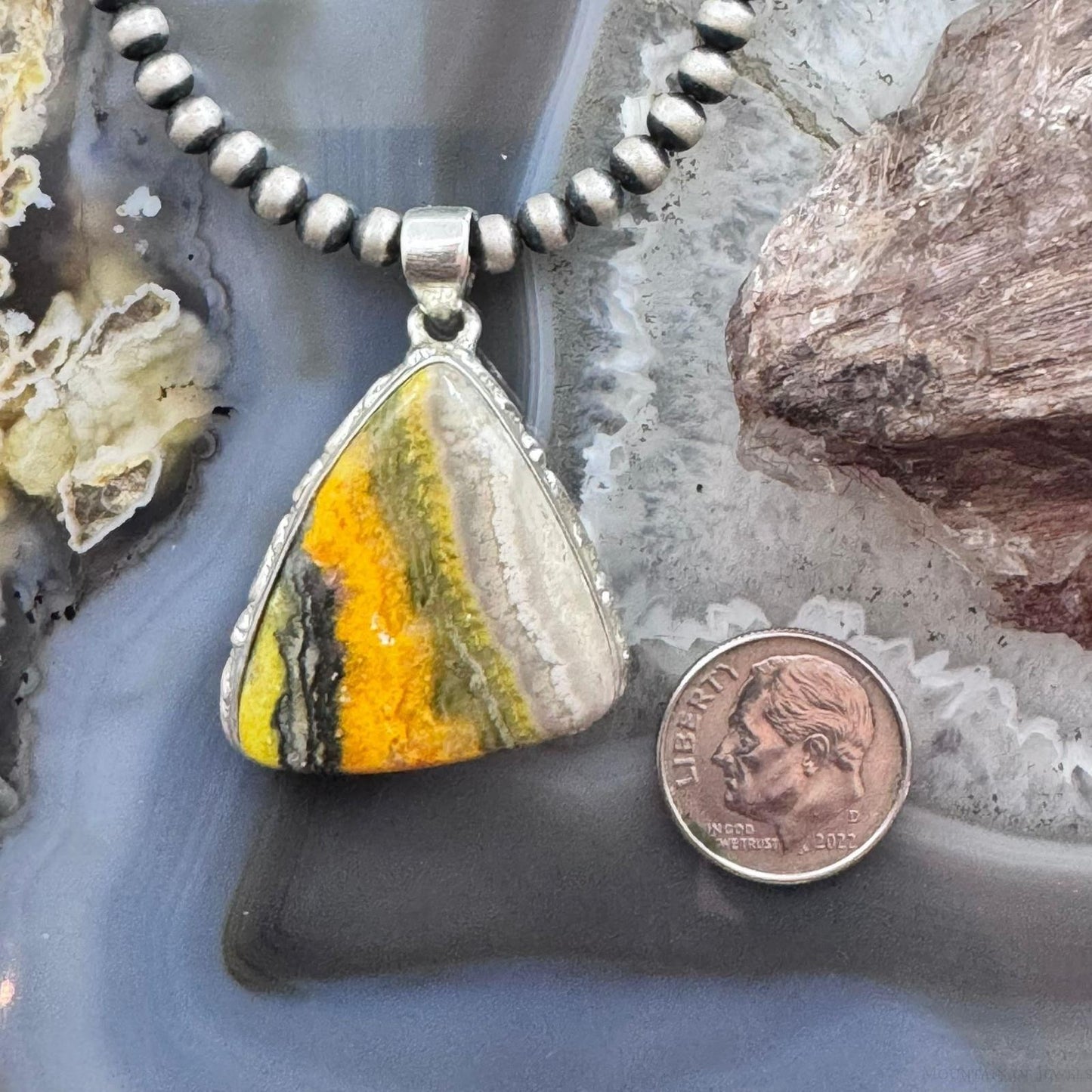 Sterling Silver Southwestern Style Triangle Eclipse Jasper Pendant For Women