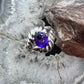 Carolyn Pollack Sterling Silver Faceted Oval Amethyst Decorated Ring For Women