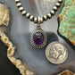 Sterling Silver Southwestern Style Oval Amethyst Decorated Charm/Pendant For Women