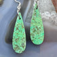 Sterling Silver Elongated Teardrop Green River Jasper Slab Dangle Earrings For Women #242