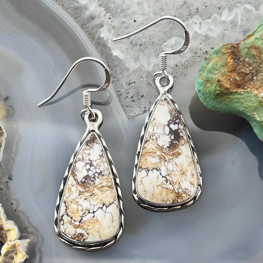 Sterling Silver Southwestern Style Teardrop Wild Horse Dangle Earrings For Women