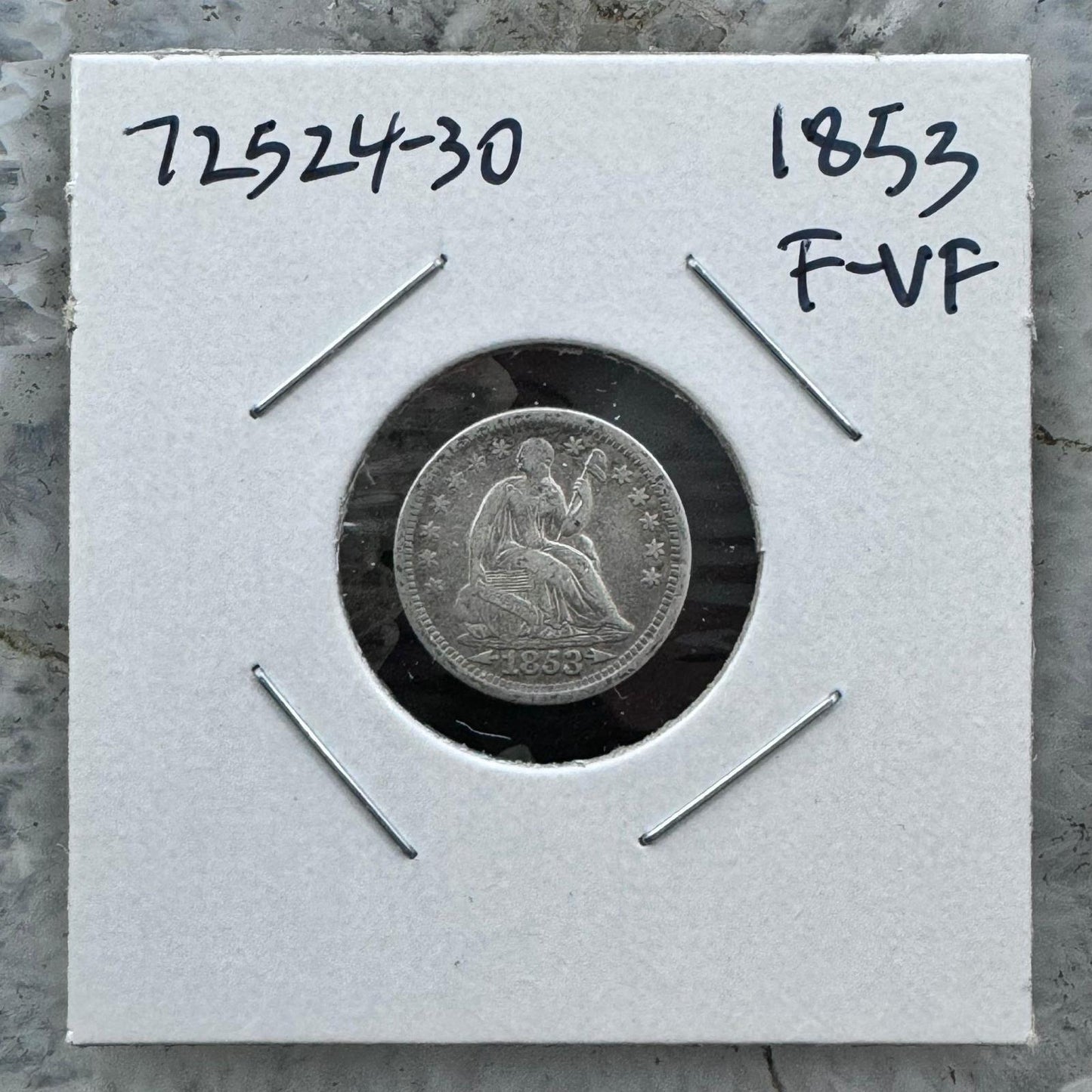 1853 US Seated Liberty .90 Silver Half Dime F-VF #72524-3O