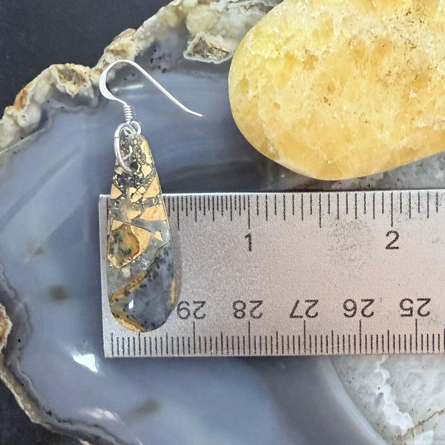 Sterling Silver Teardrop Maligano Jasper Slab Dangle Earrings For Women #502