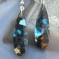 Sterling Silver Elongated Teardrop Chrysocolla Slab Dangle Earrings For Women #226