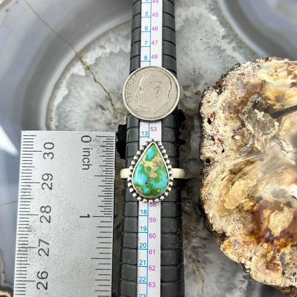 Sterling Silver Southwestern Style Teardrop Sonora Gold Turquoise Adjustable Ring For Women #2