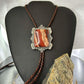 Sterling Silcer Southwestern Style Large Snake Skin Jasper Decorated Bolo Tie For Men