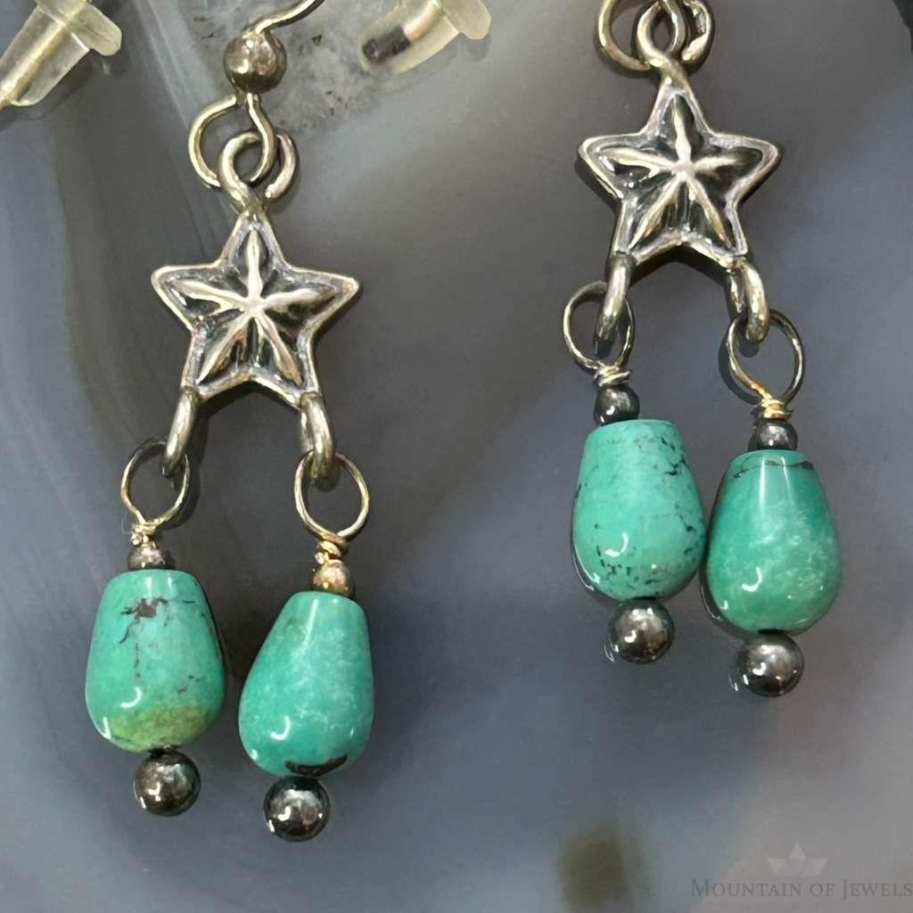 Carolyn Pollack Sterling Silver Turquoise Beads & Star Charm Dangle Earrings For Women