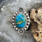 Sterling Silver Southwestern Style Sonora Gold Turquoise Decorated Adjustable Ring For Women #3