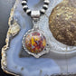 Sterling Silver Southwestern Style Round Red Moss Agate Decorated Pendant For Women