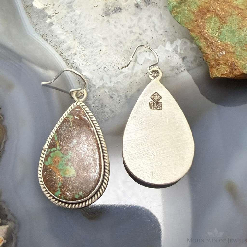 Sterling Southwestern Style Teardrop Turquoise Dangle Earrings For Women #2