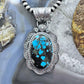 Gilbert Platero Native American Sterling Silver Oval Turquoise Pendant For Women