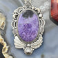 Sterling Silver Southwestern Style Oval Charoite Decorated Pendant For Women