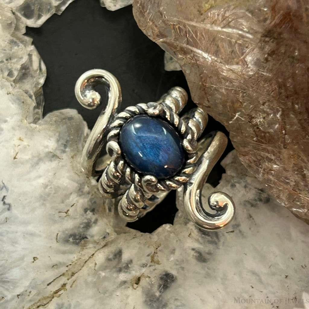 Carolyn Pollack Sterling Silver Oval Labradorite Decorated Ring Size 5 For Women