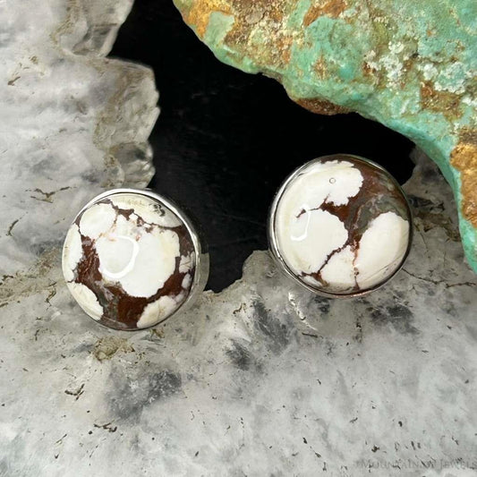 Sterling Silver Southwestern Style Rounded Wild Horse Stud Earrings For Women