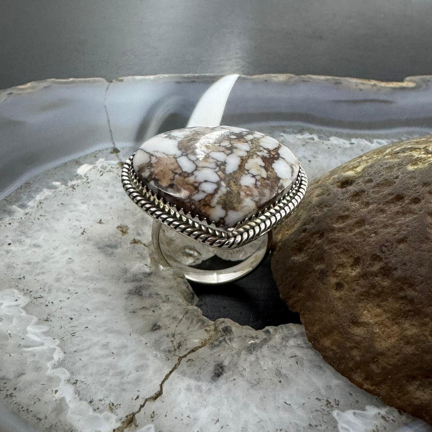 Sterling Silver Southwestern Style Wild Horse Heart Shape Ring Size 7 For Women