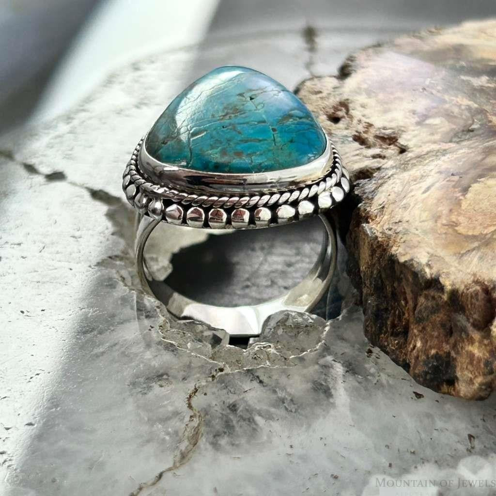 Sterling Silver Southwestern Style Teardrop Shattuckite Ring Size 7 For Women