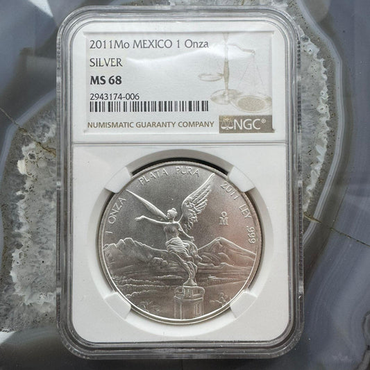 2011 Mexico One Ounce Libertad .999 Fine Silver NGC MS68 #2943174-006