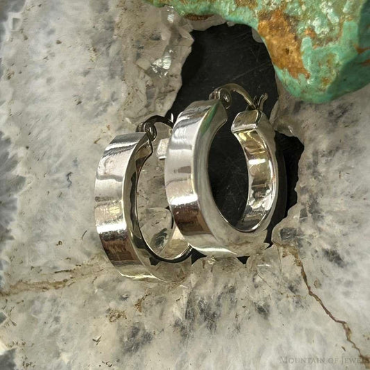 Sterling Silver Classic Wide Huggie Hoop Earrings For Women