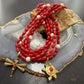 Carolyn Pollack Brass 5 Strands Red Jasper Beads w/Enhancer Necklace For Women