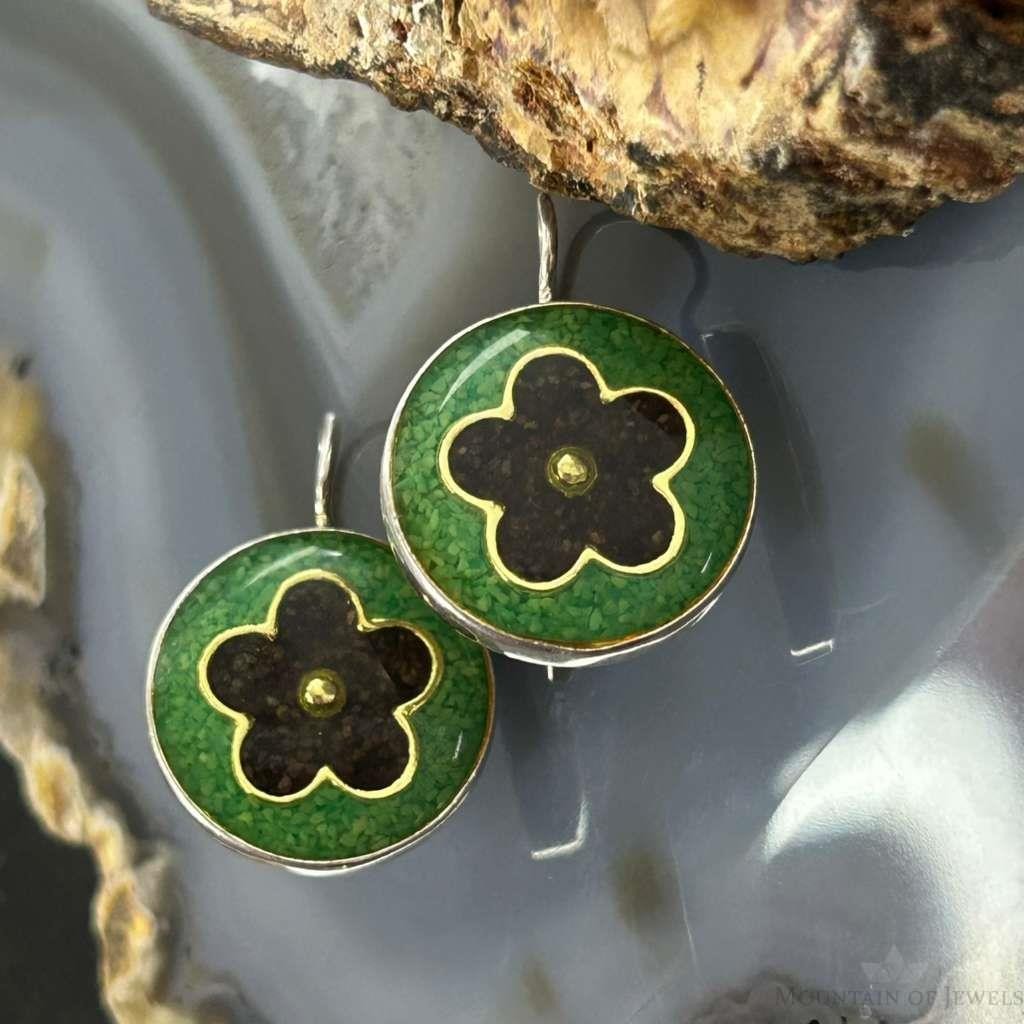 Carolyn Pollack Sterling Silver Turquoise&Amethyst Chip Inlay Dangle Earrings For Women