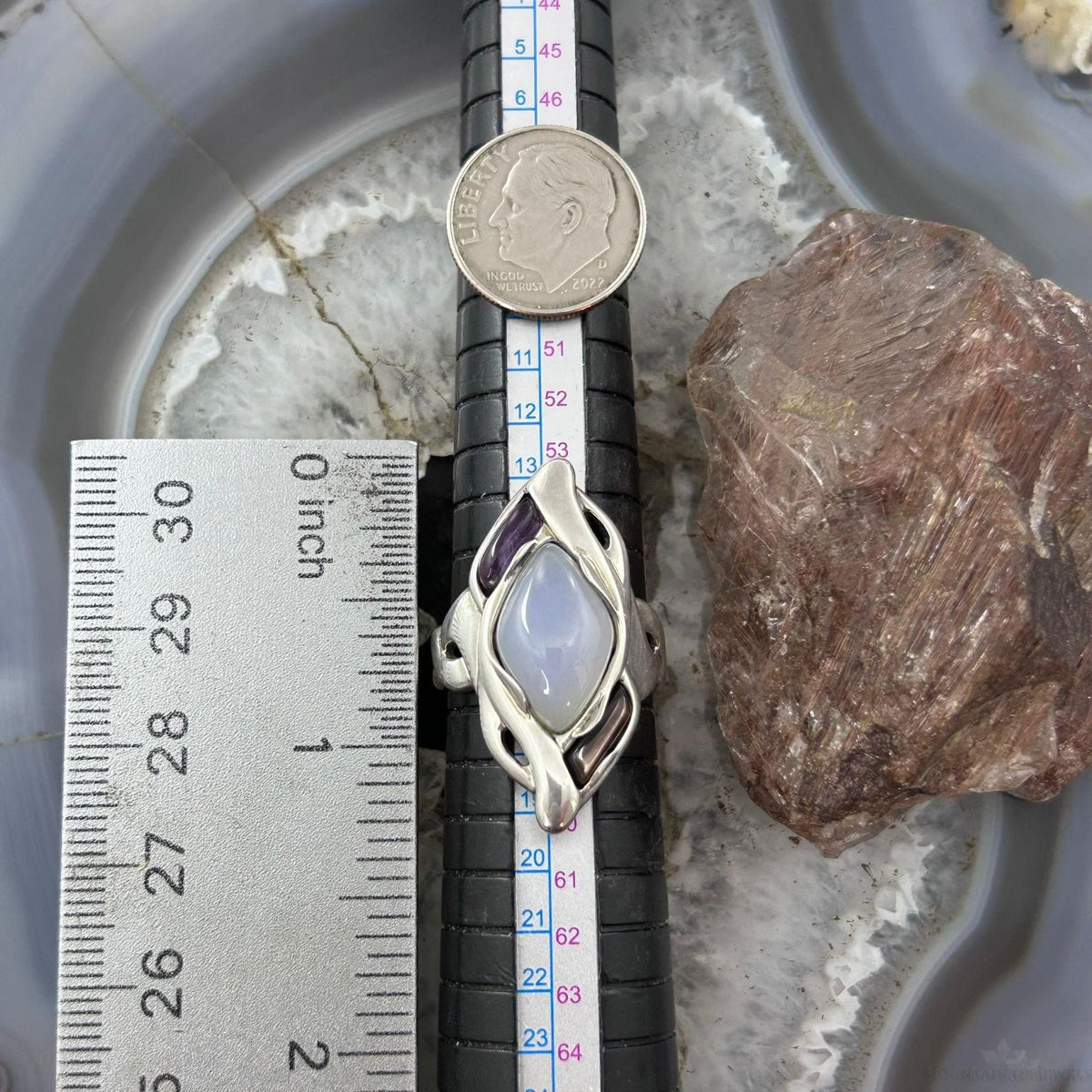 Carolyn Pollack Sterling Silver Moonstone& Amethyst, Smoky Quartz Ring Size 8 For Women