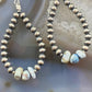 Navajo Pearl Bead & Chunky Turquoise Sterling Dangle Hoop Earrings For Women