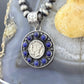 Genuine 1943 90% Silver Mercury Dime Coin w/Lapis Decorated Unisex Pendant