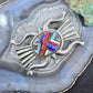 Vintage Ken Jones Native American Sterling Silver Sandcast Inlay Belt Buckle For Men