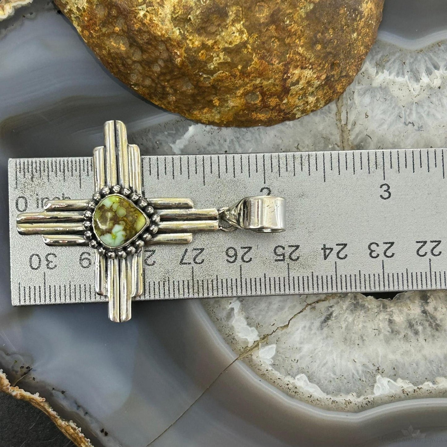 Sterling Silver Southwestern Style Teardrop Palamino Unisex Zia Pendant