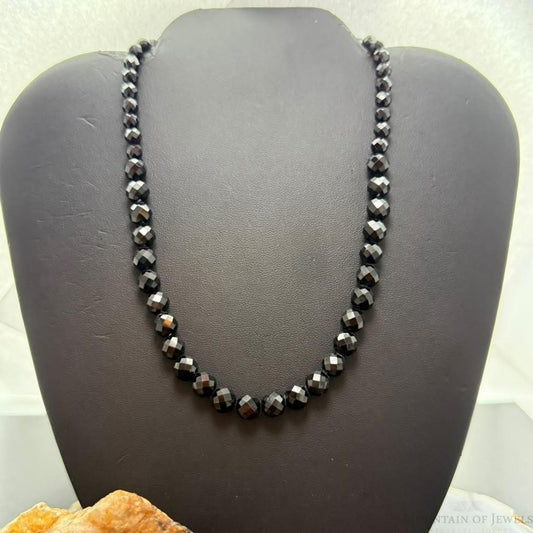 Carolyn Pollack Sterling Silver Round Faceted Onyx 16"-19" Necklace For Women