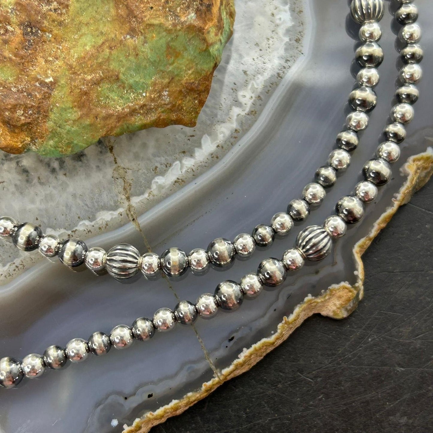 Carolyn Pollack Sterling Silver Decorated Beaded 26"-28" Necklace For Women