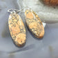 Sterling Silver Oval Maligano Jasper Slab Dangle Earrings For Women #505