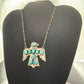 Sterling Southwestern Style Kingman Turquoise Thunderbird Pendant Necklace #4
