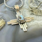 Sterling Silver Southwestern Style Teardrop Golden Hill Turquoise Zia Pendant