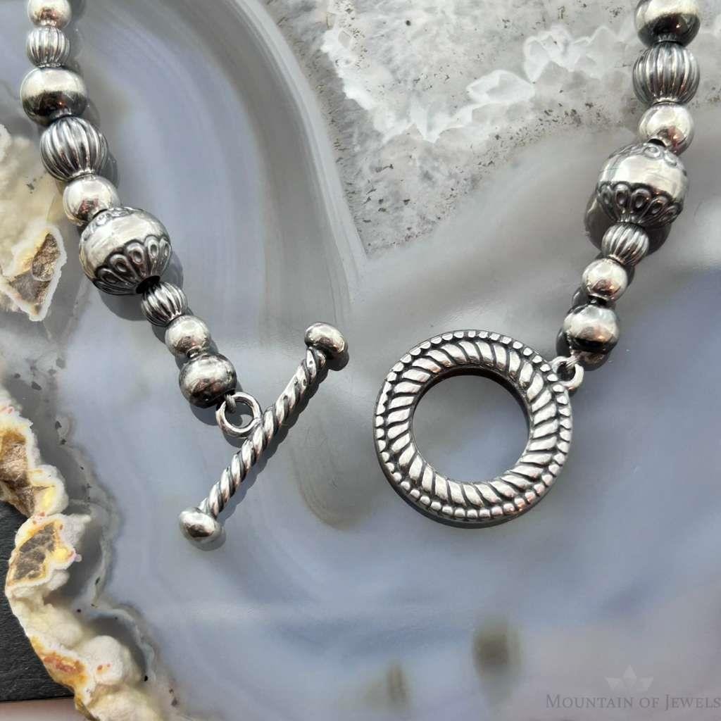 Carolyn Pollack Sterling Silver Navajo Pearl Style Beads Bracelet 7" w/Toggle For Women