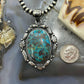 Sterling Silver Southwestern Style Oval Turquoise Pendant For Women #10