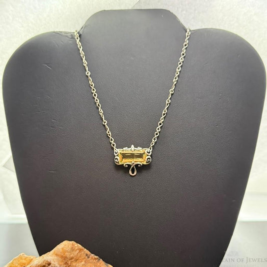Carolyn Pollack Sterling Silver Faceted Lemon Quartz Pendant Necklace For Women