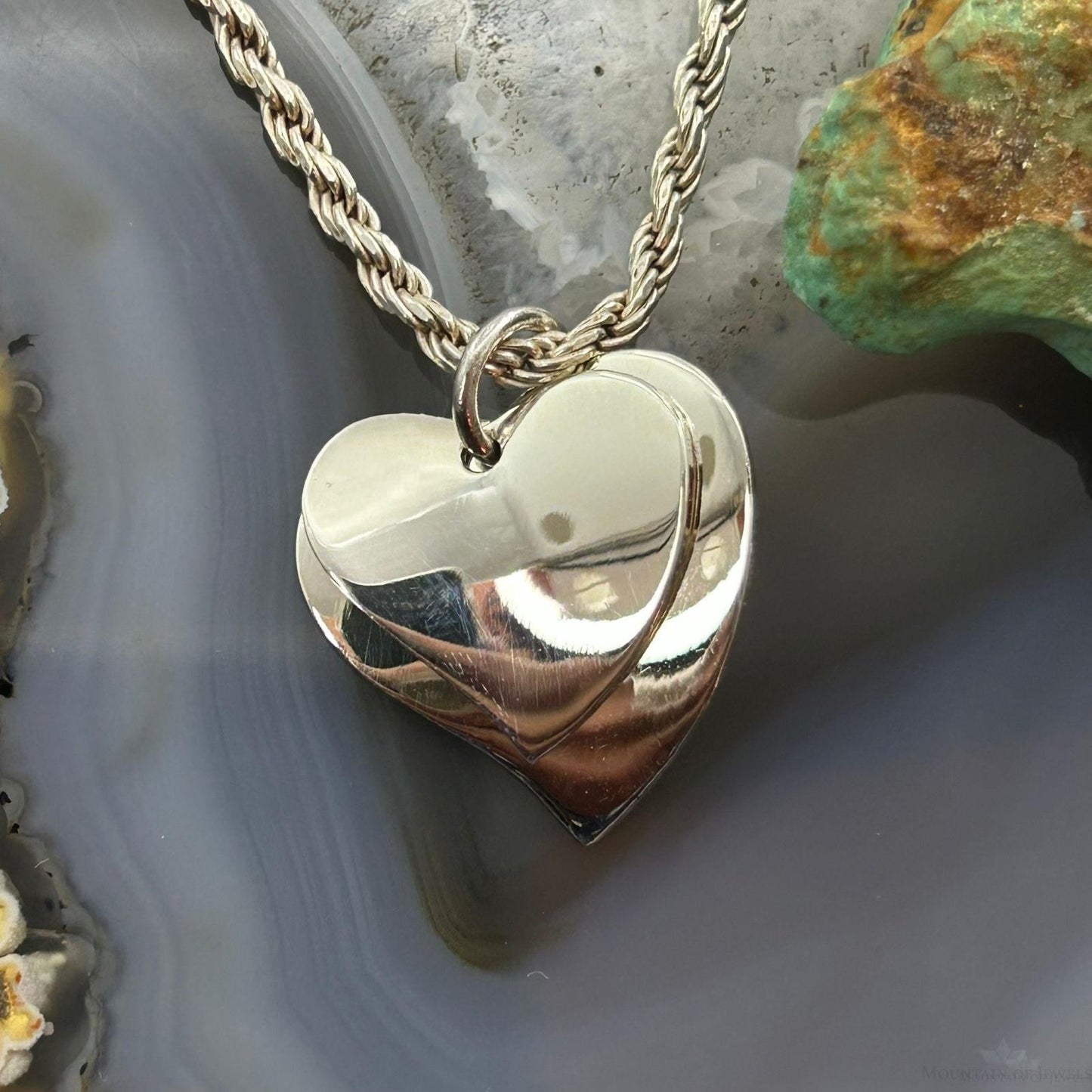 Sterling Silver Fashion Double Heart Heart Pendant For Women