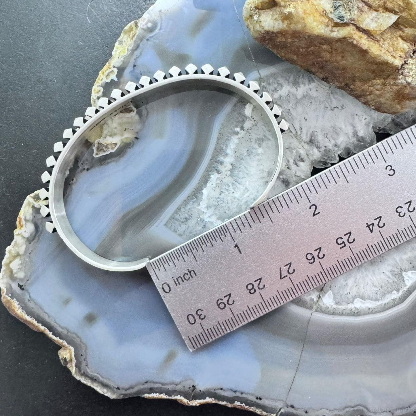 Leander Tahe Native American Sterling Silver 3D Geometric Unisex Cuff Bracelet