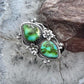 Sterling Silver Southwestern Style Teardrop Sonora Gold Turquoise Adjustable Ring For Women
