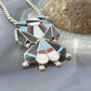 Signed Native American Sterling Silver Multi-Stone Inlay Thunderbird Unisex Pendant/Brooch