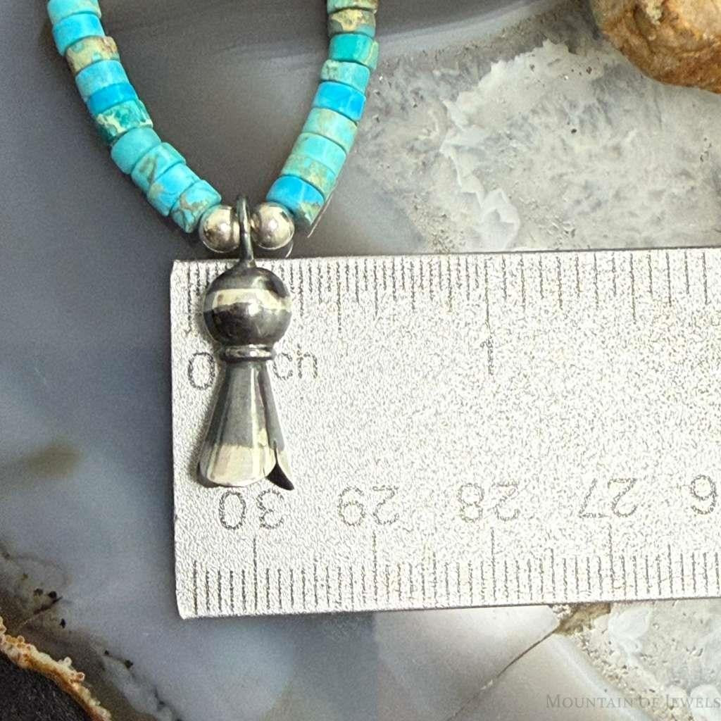 Sterling Silver Turquoise & Navajo Pearl Beads With Squash Blossom Necklace