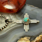 Sterling Silver Southwestern Style Round Mohave Turquoise Unisex Zia Pendant