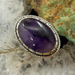 Sterling Silver Southwestern Style Oval Translucent Amethyst Ring Size 7.5 For Women