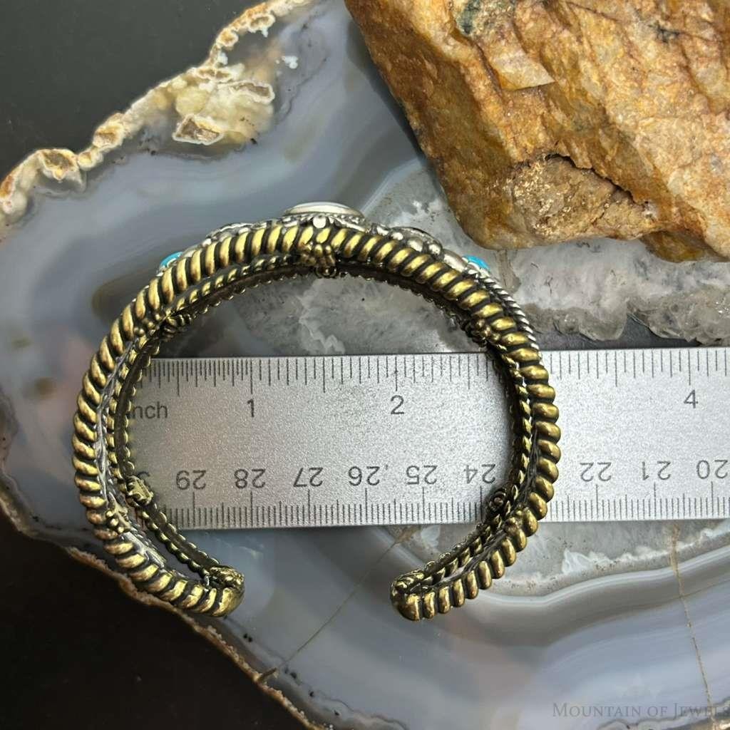 Carolyn Pollack Sterling Silver & Brass MOP, Smoky Quartz, Turquoise Bracelet For Women