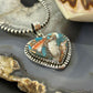 Sterling Silver Southwestern Style Turquoise Spiny Oyster Heart Pendant For Women