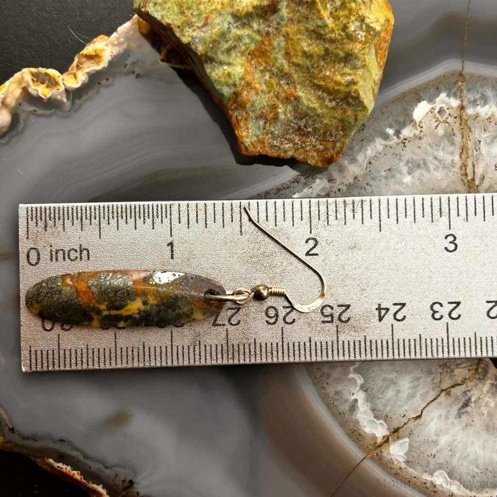 Sterling Silver Elongated Oval Red Marcasite Slab Dangle Earrings For Women #200