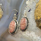 Native American Sterling Silver Oval Rhodochrosite Dangle Earrings For Women